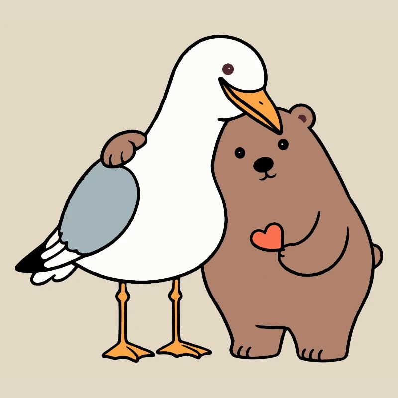 Nordsee Möwe Braun Bär Freundschaft Liebe anlehnen