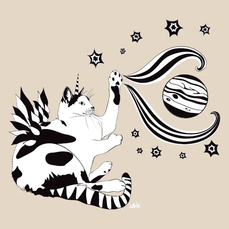 Chat de l’espace dans la danse des planètes