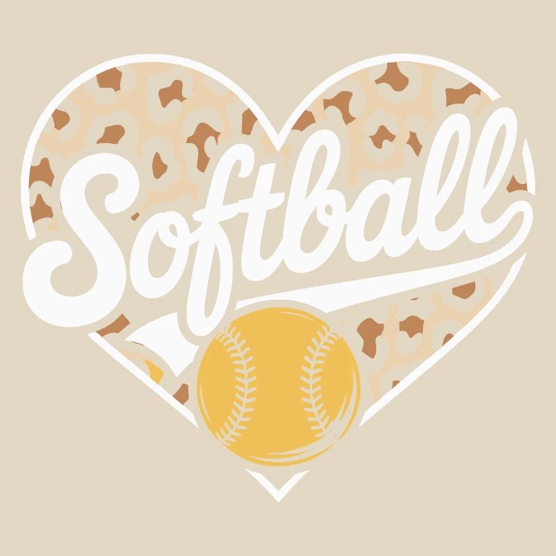 Leopard pattern softball heart design