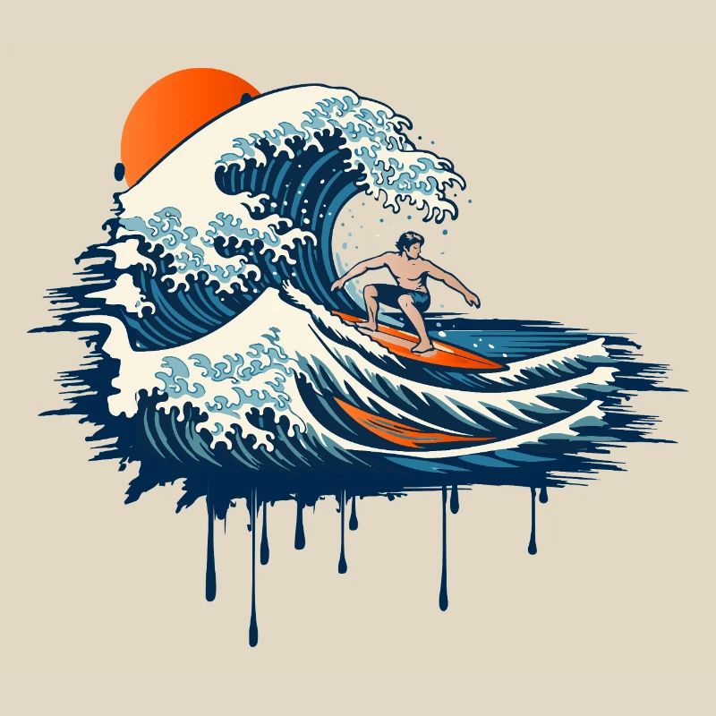 Dynamic Surf Illustration on Powerful Wave