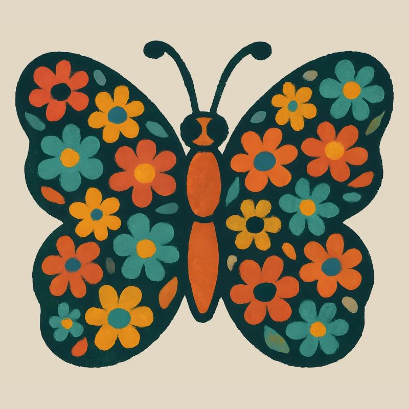 Jeu de couleurs Fleur Papillon