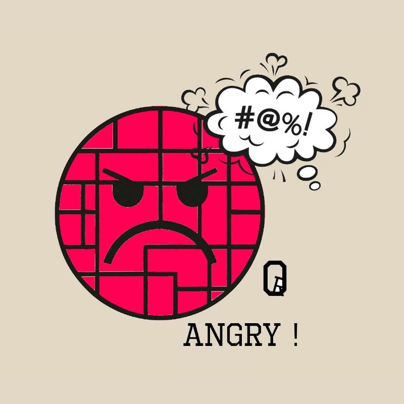 Angry with Wall Pattern and Frustration Expression