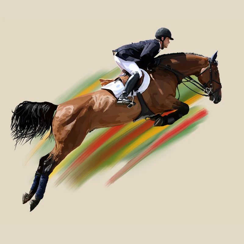 Cavalier de saut d'obstacles dynamique au galop