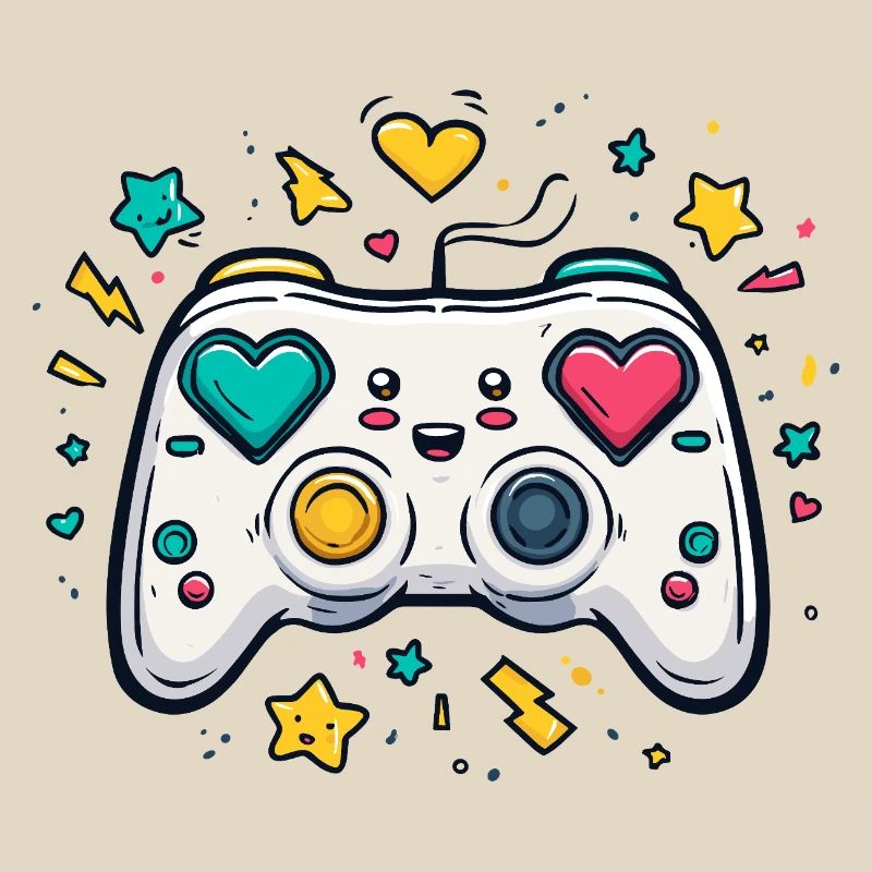 Herzcontroller Neon Spieldesign
