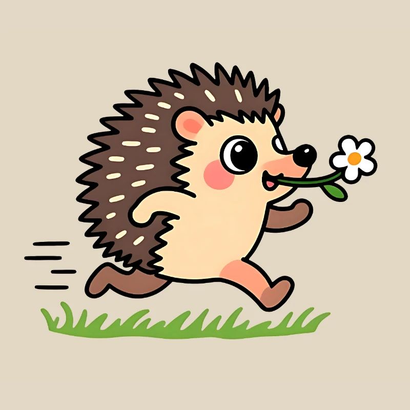 Hérisson avec une fleur