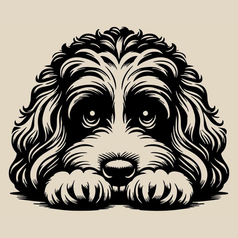 Cavapoo Kopf mit Pfoten