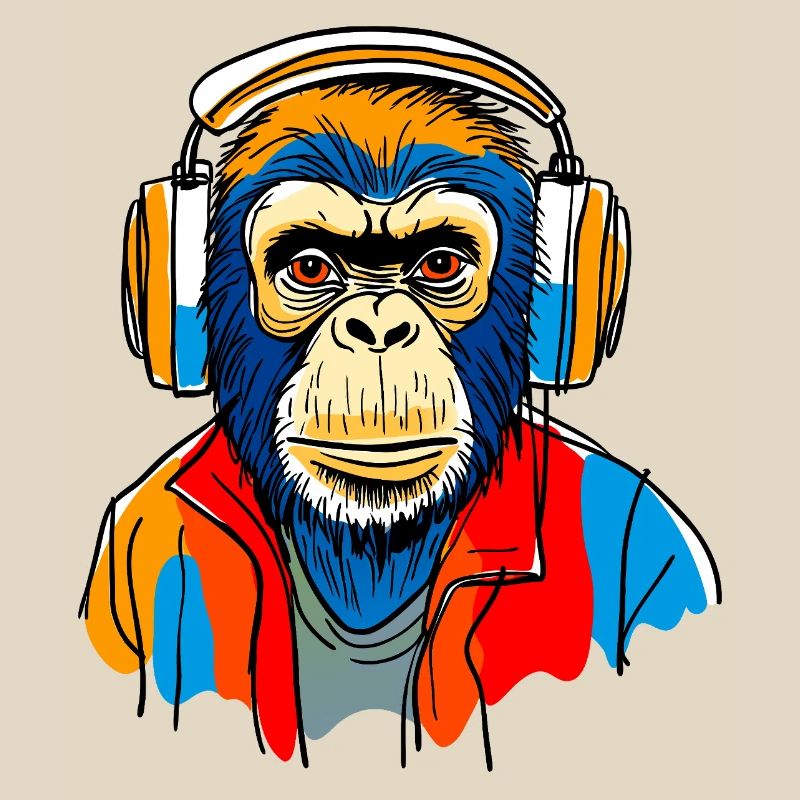 Monkey with headphones