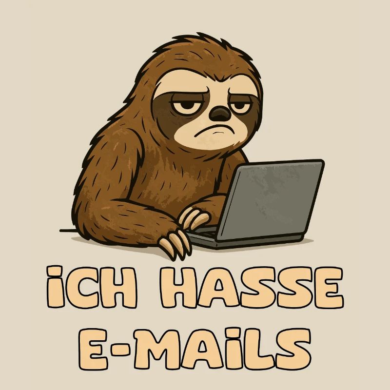 Conception décontractée de paresseux avec sarcasme par e-mail