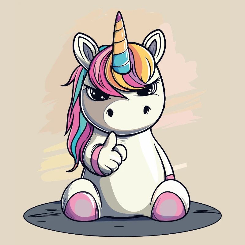Licorne effrontée avec index – Mignon et cool