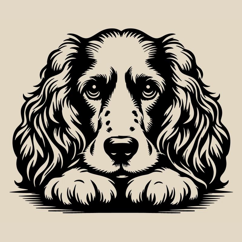 Cocker Spaniel Head with Paws