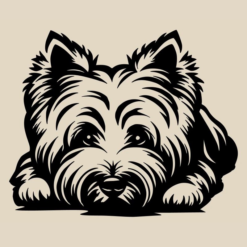 West Highland Terrier Head with Paws