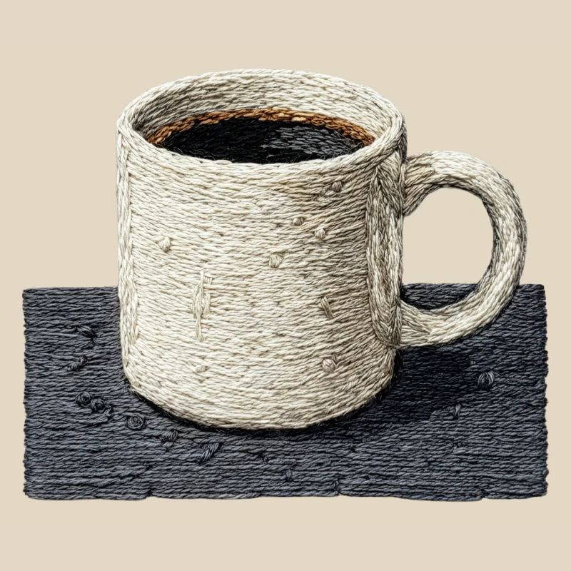 Embroidered mug filter coffee slow coffee (printed)