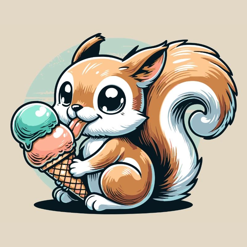 Niedliches Cartoon-Eichhörnchen mit Eiscreme