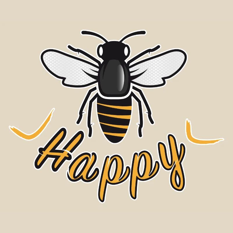 Abeille heureuse avec l’inscription « Happy »