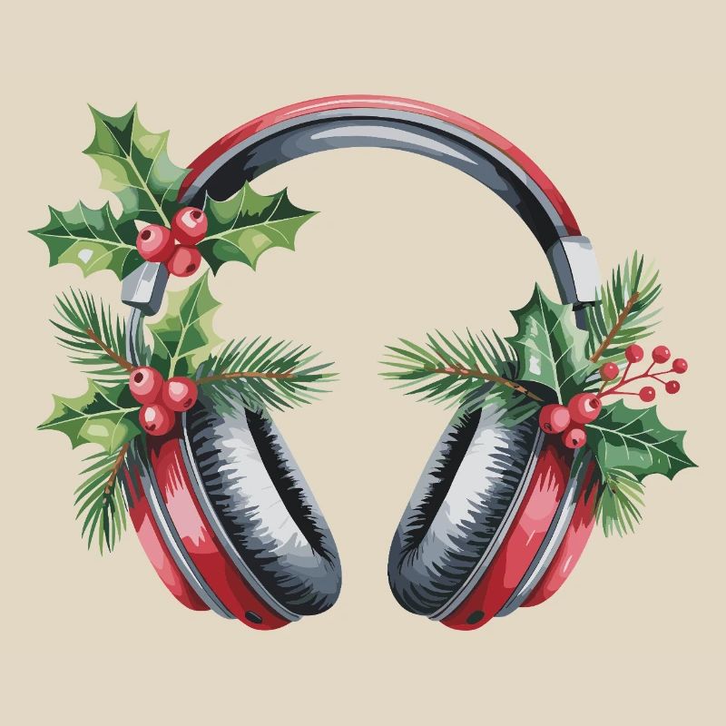 Weihnachtskopfhörer mit Tannengrün