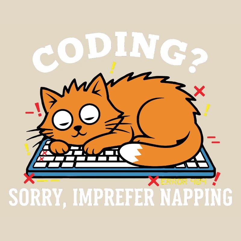Codage? Désolé, je préfère dormir Chat Drôle