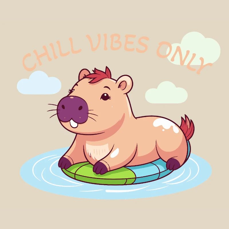Capybara mignon - Capybara sur planche de surf