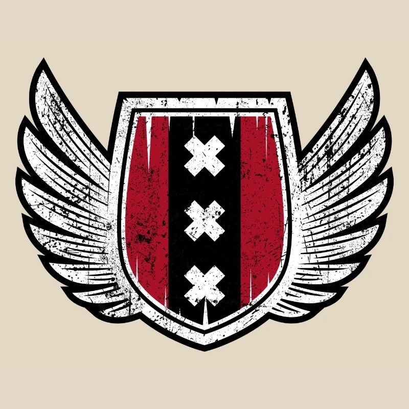 Karmesinroter Schild mit Winged X Emblem