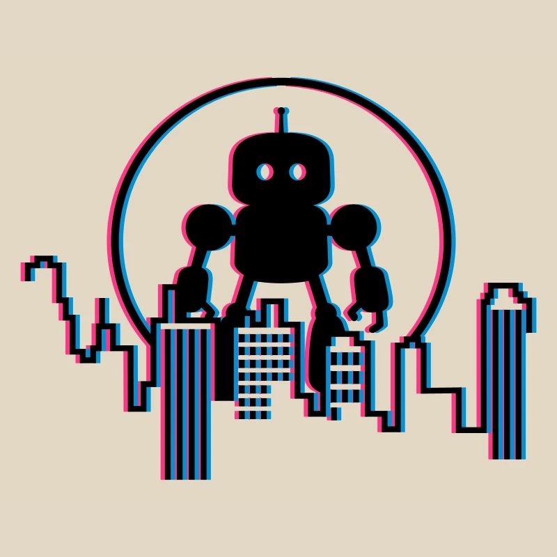 Robot City Skyline – 3D Sci-Fi Future Design