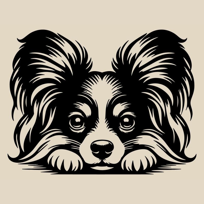 Papillon Head with Paws