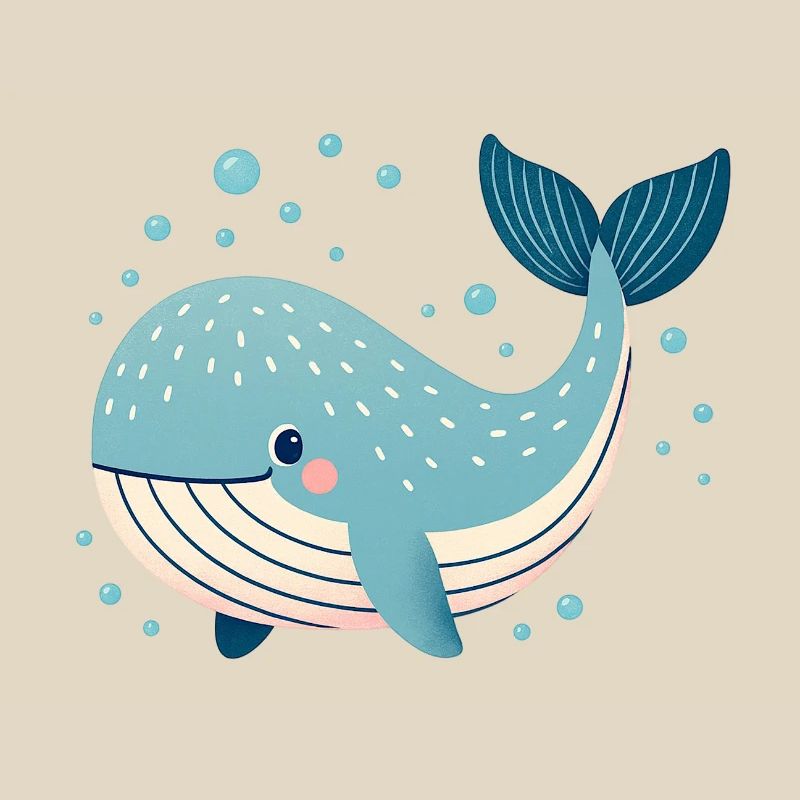 Baleine bleue avec bulles