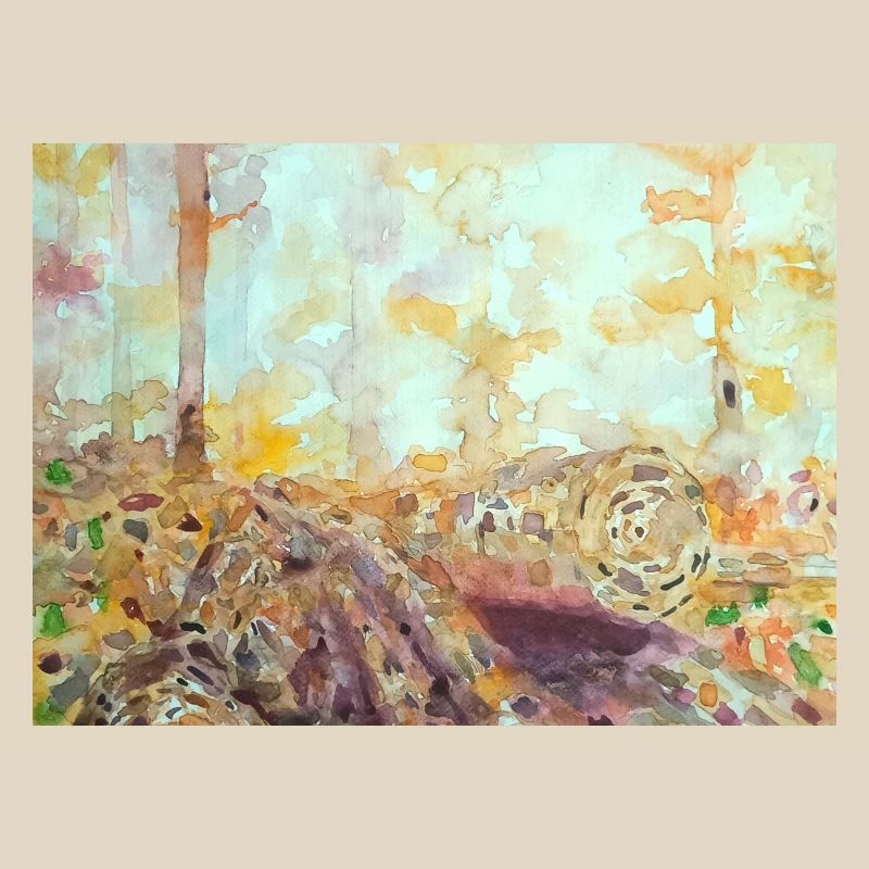 Wald-Aquarelllandschaft im Herbst