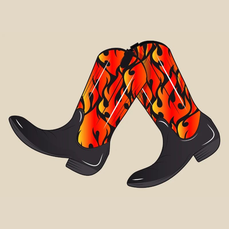 extravagant western boots with flame pattern