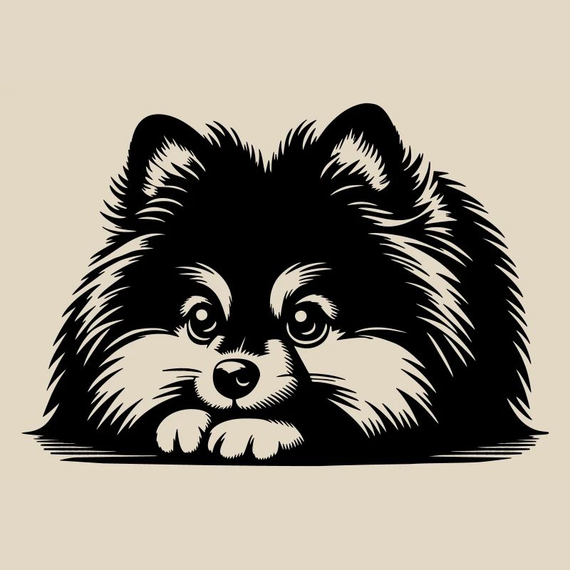 Pomeranian Head with Paws