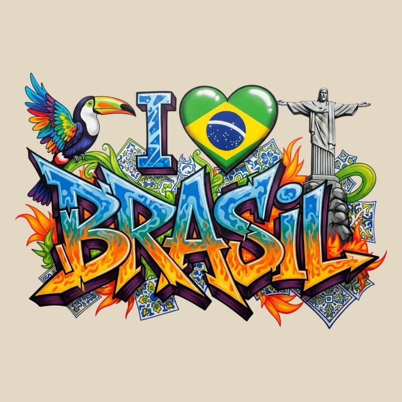 Lebendiges Graffiti Ich liebe Brasil Design