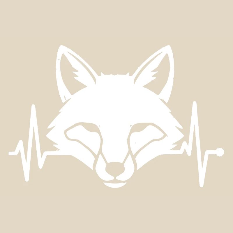 Fox Head Heartbeat ECG Forest Vector