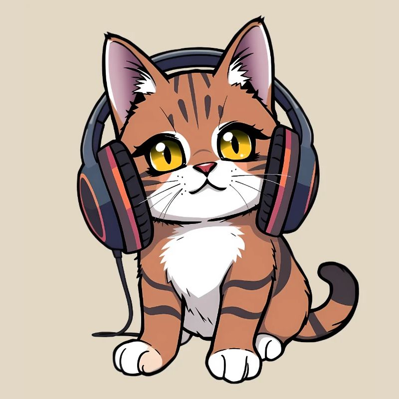 Katze mit Kopfhörer