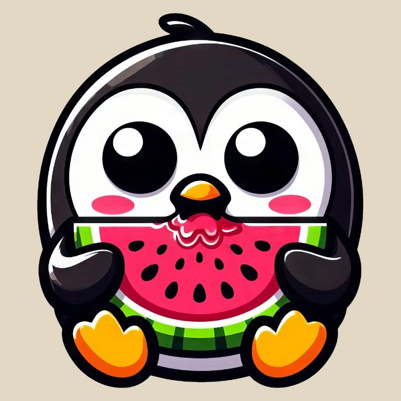 Pingouin mignon avec Melon Chibi Fruit Sweet