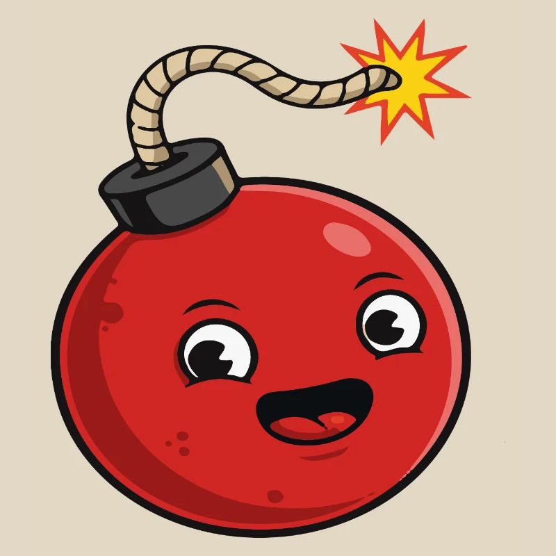 Bombe de dessin animé avec une expression joyeuse
