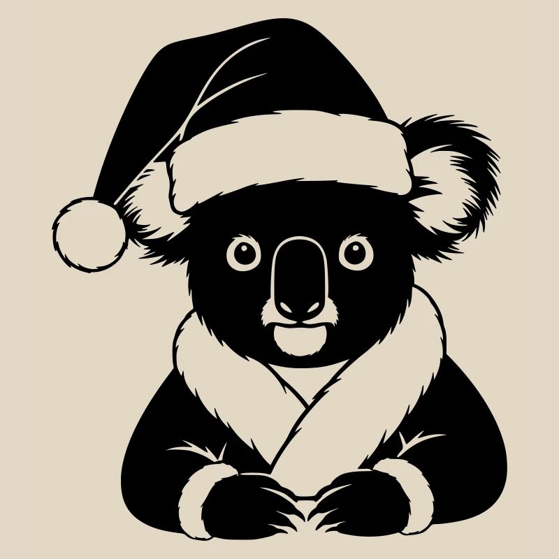 Christmas Koala Comic – Black & White