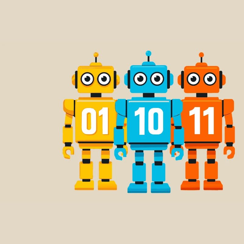 Robot 01 10 11 – Conception Sci-Fi Binaire
