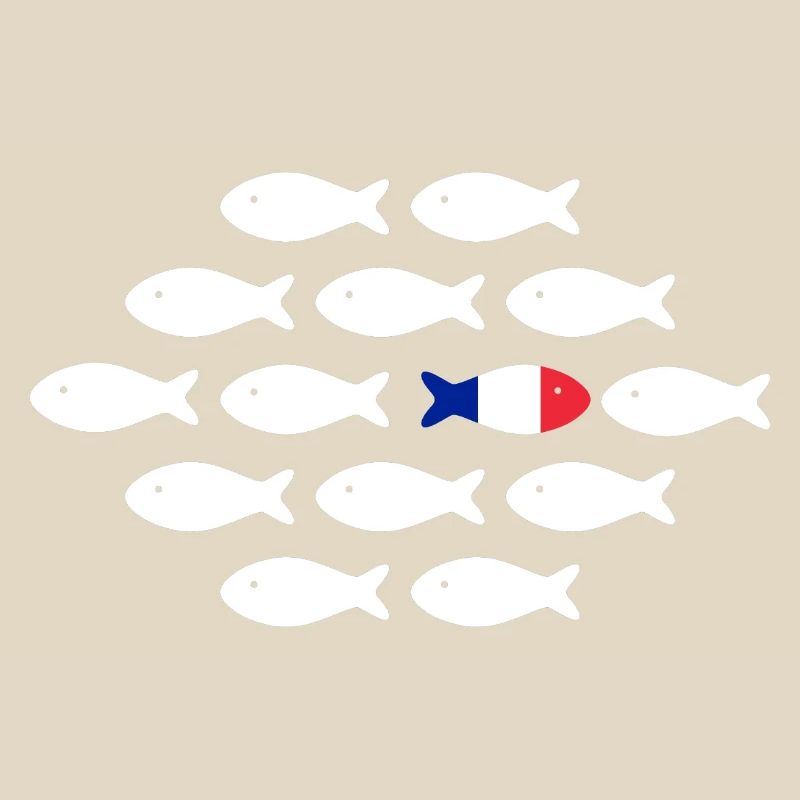 Fish in rows with tricolor fish