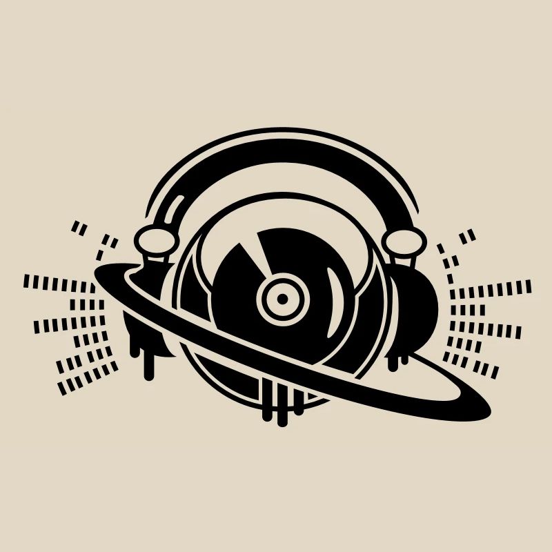 A DJ turntable console with headphones and