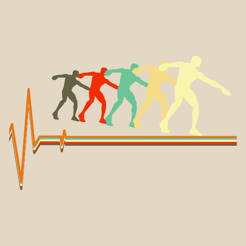 Art rétro Heartbeat Evolution du lancer du poids