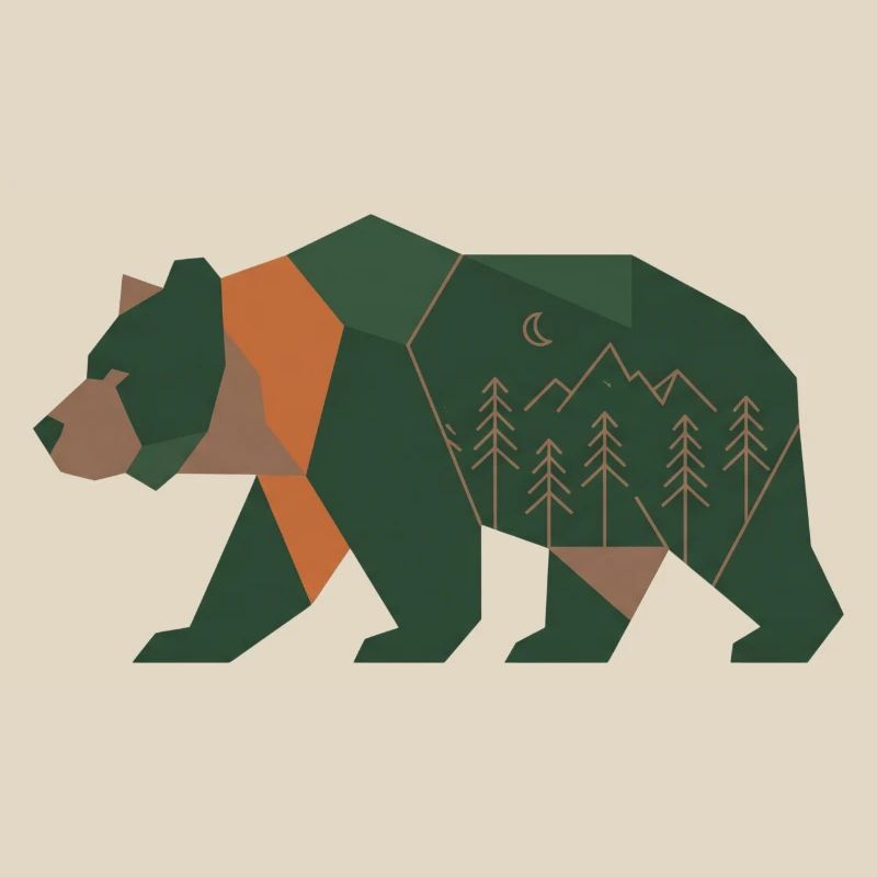 Geometric Forest Bear Moonlight
