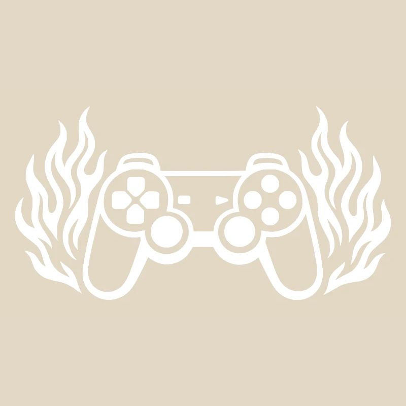 Flames controller, burning gamepad graphics