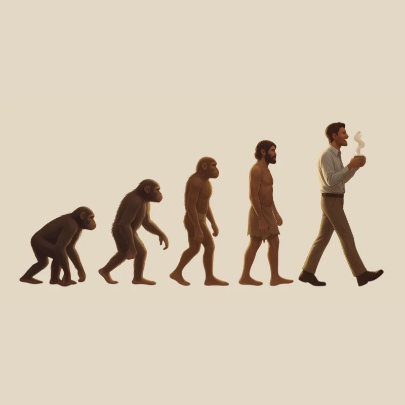 Evolutionary journey: From ape to coffee-drinking man