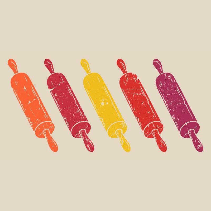 Rolling Pin Retro Vintage Baking Baker Baker