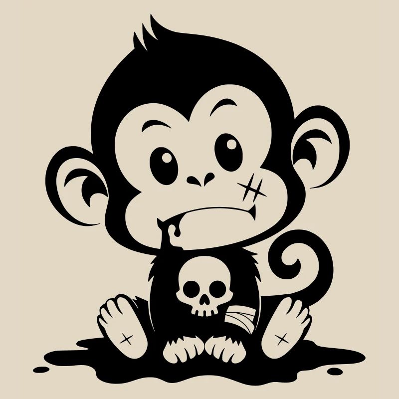 Cute monkey in creepy style