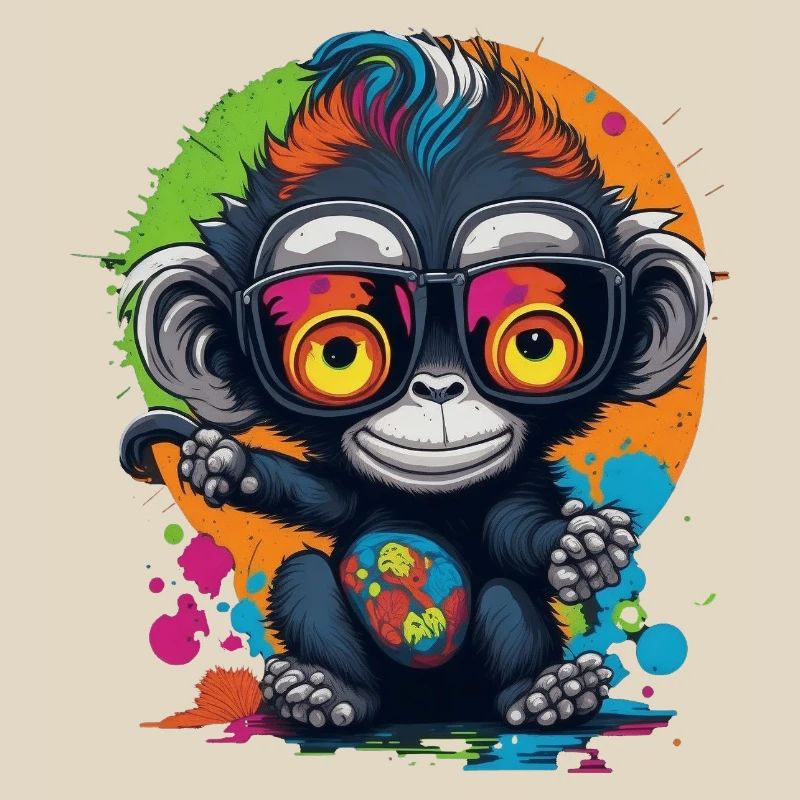 Neon Spectacled Monkey Splash - Monkey - Monkey
