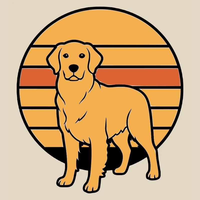 Hund Retriever Retro Sunset