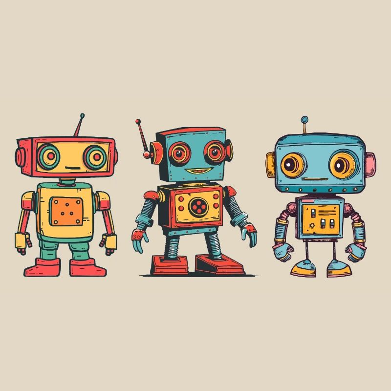 Nostalgic Retro Robot Illustration