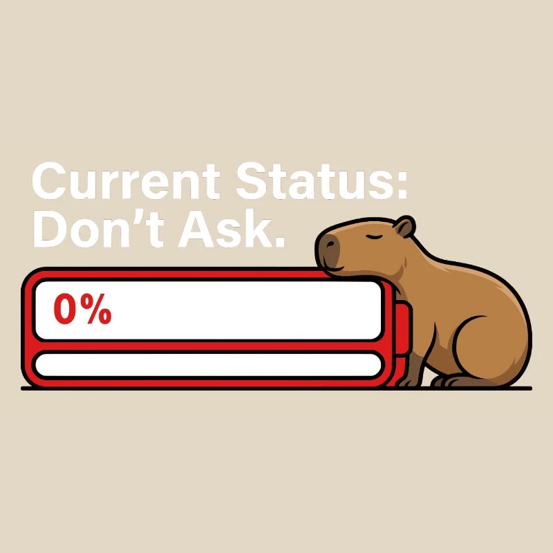 Capybara Tired Battery Empty Humor