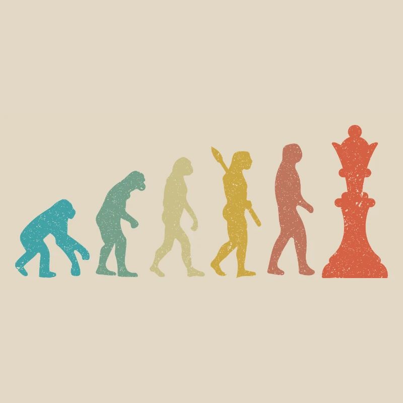 Évolution de l’Homme vers le Roi Échecs Humour