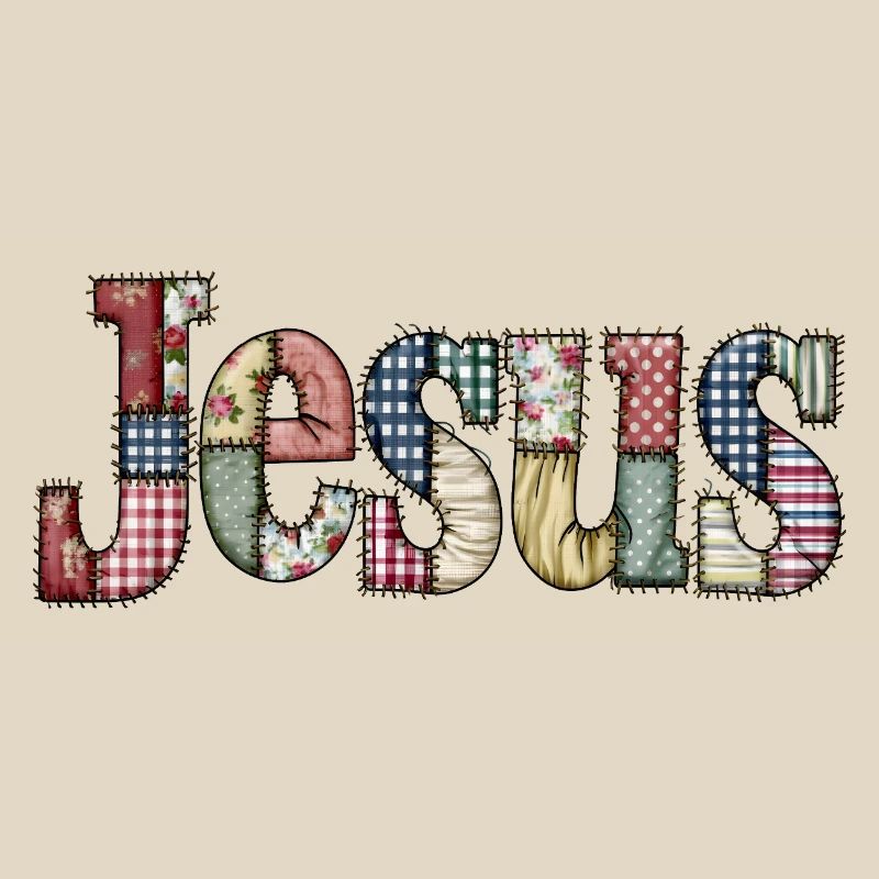 Patchwork Jesus Lettering