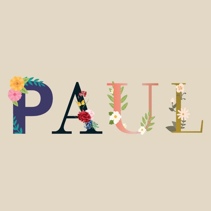 Le nom de PAUL est décoré de fleurs